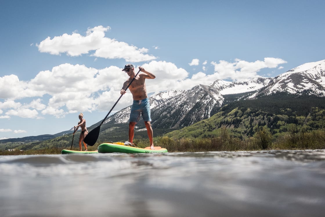 SUPing in Crested Butte, CO just 15 minutes from camp.