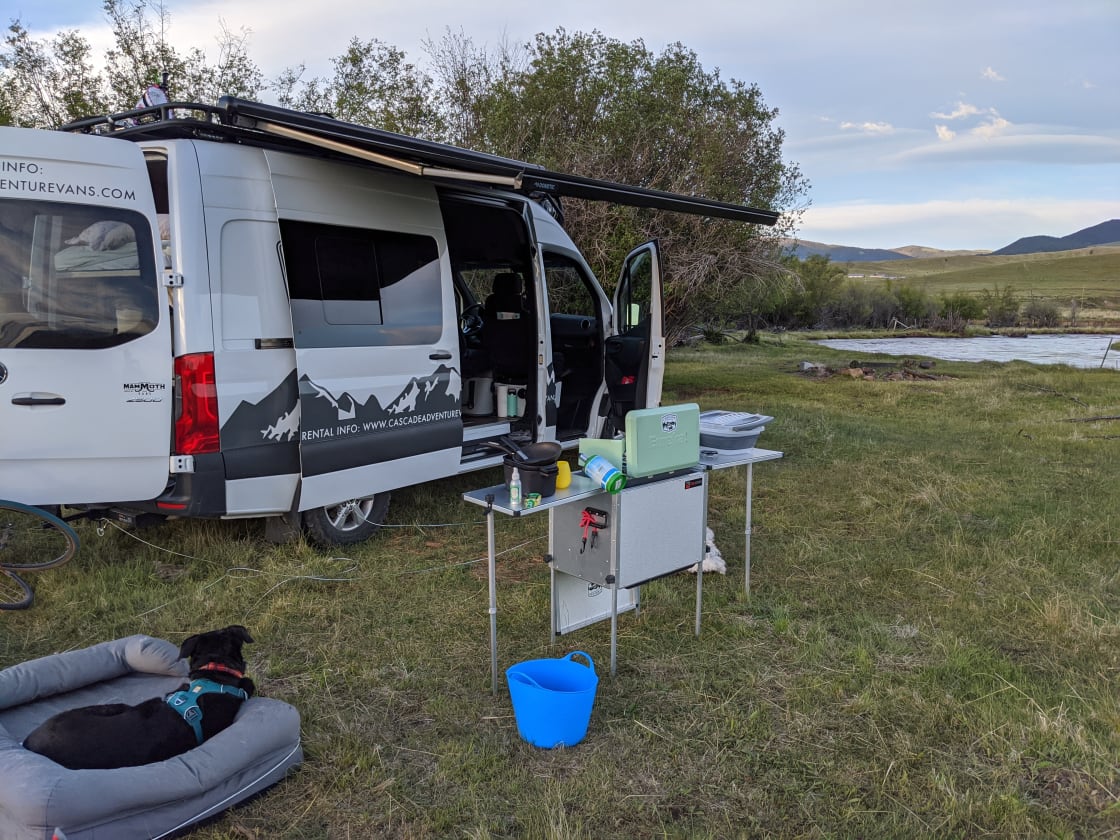 Set up near the river
