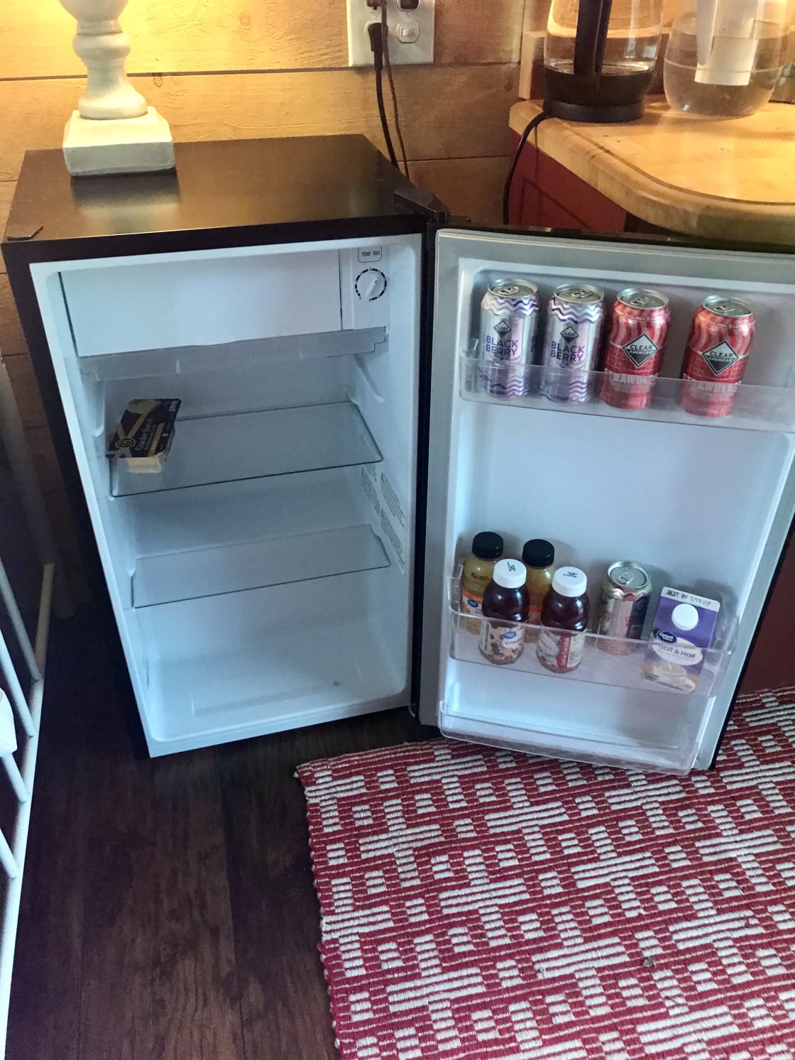 Mini fridge with drinks