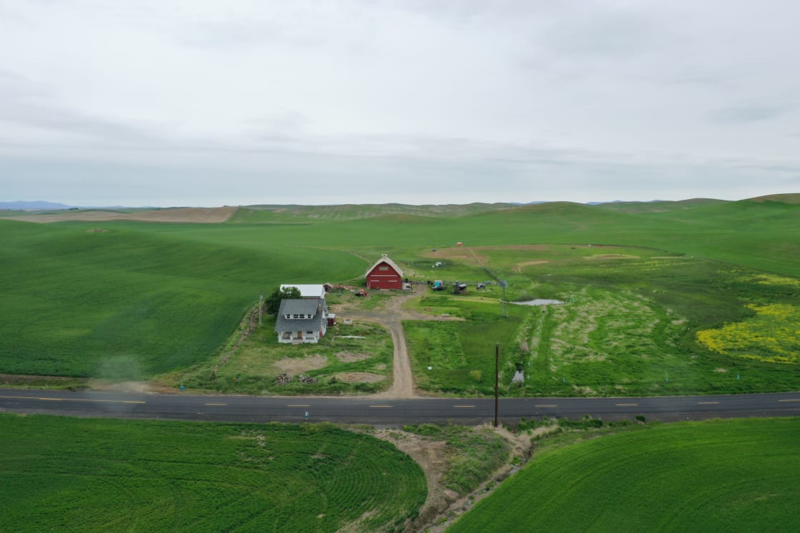aerial view of front of farm