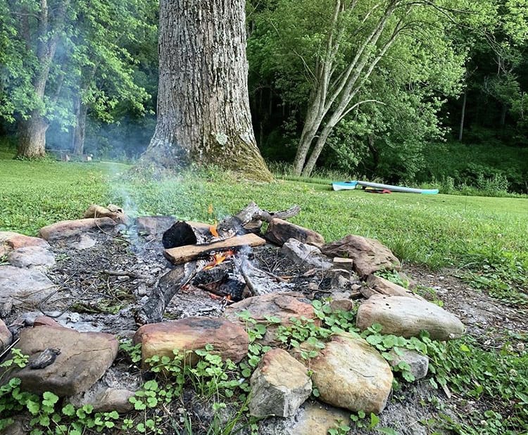 Enjoy the fire pit after a nice day of paddling on the Little Blue River. 