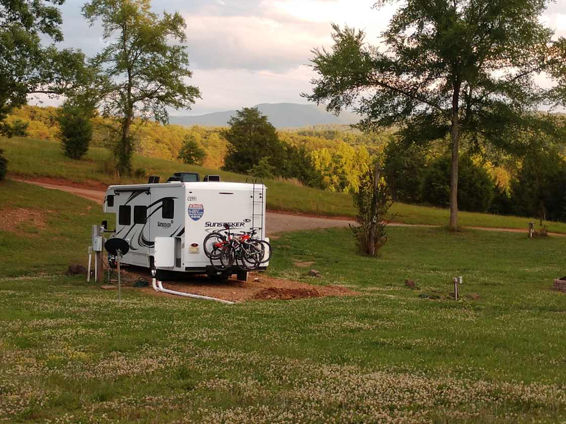  A camper visiting Rusty Acorn Farm's RV site.