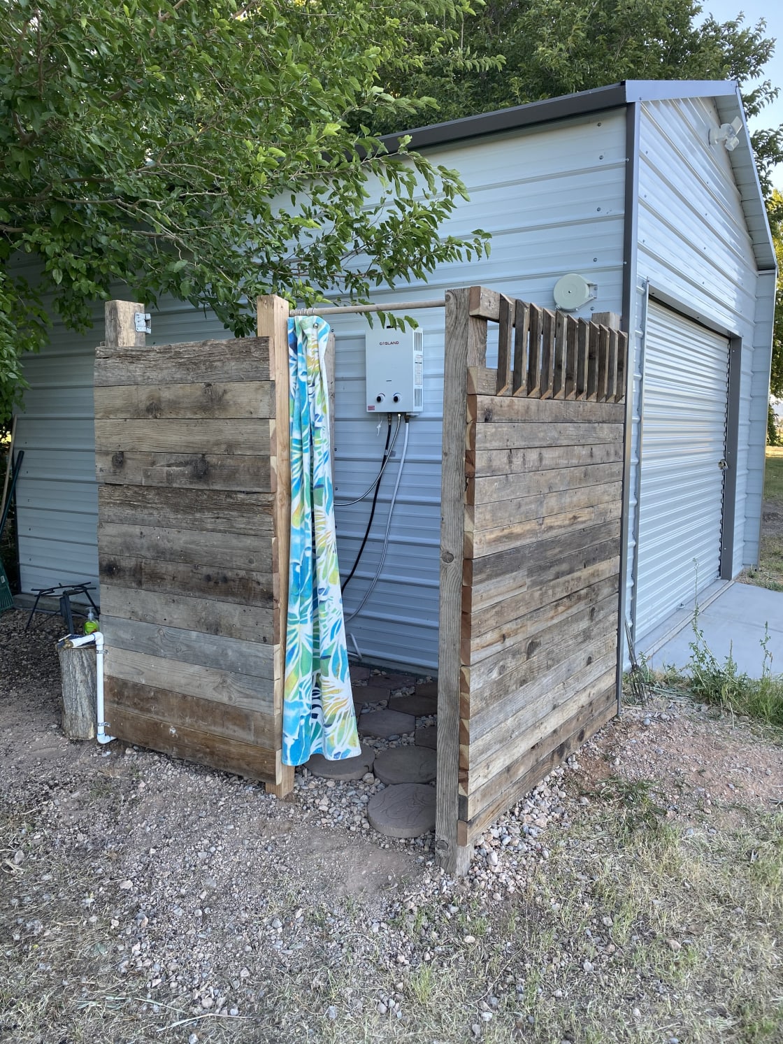 shower, and composting toilet.