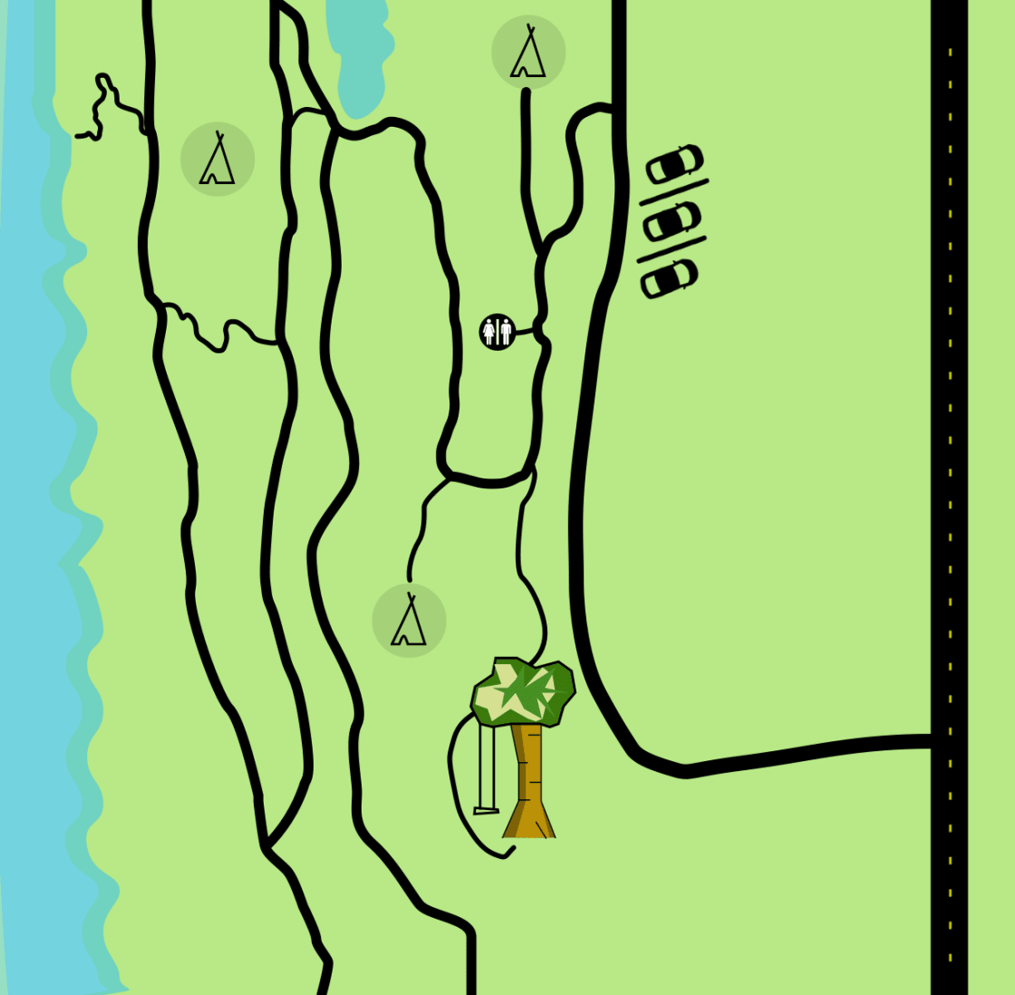 Here's a map of the property.  (Not to scale, but almost 😁)