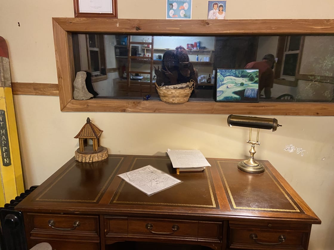The desk in the Writer's Cabin