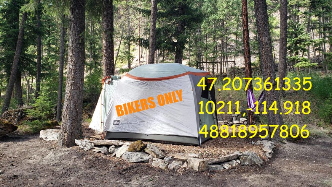 Coordinates are in yellow.  This tent is available if you do not have one with you.  This is for campsite #2.