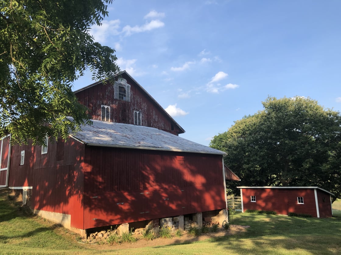 There are large trees surrounding the barn that offer plenty of shade and there is a water spigot on the side of the barn, which make the site ideal for hot summer camping. 