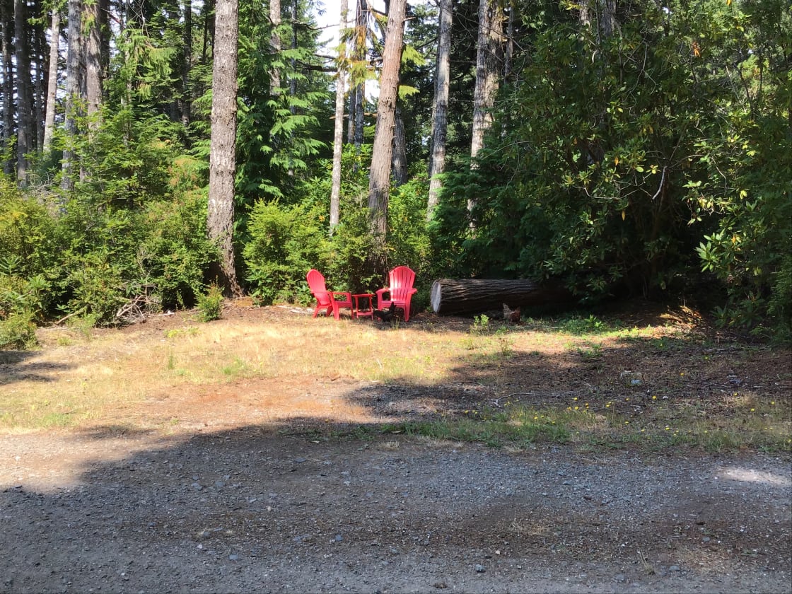 Your quiet, private spot in the woods has 100’ 20 amp extention cord to position where it works best. Just across the driveway is a white rv,drinking water safe hose. Please follow the water instructions carefully. Hose will reach over to campsite
