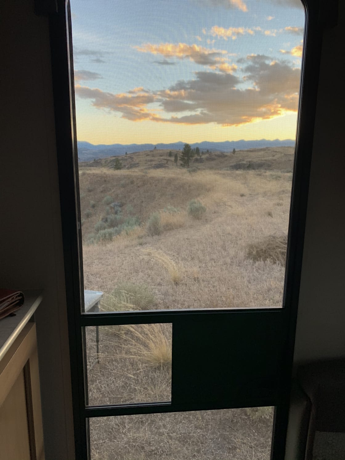 View from inside our trailer