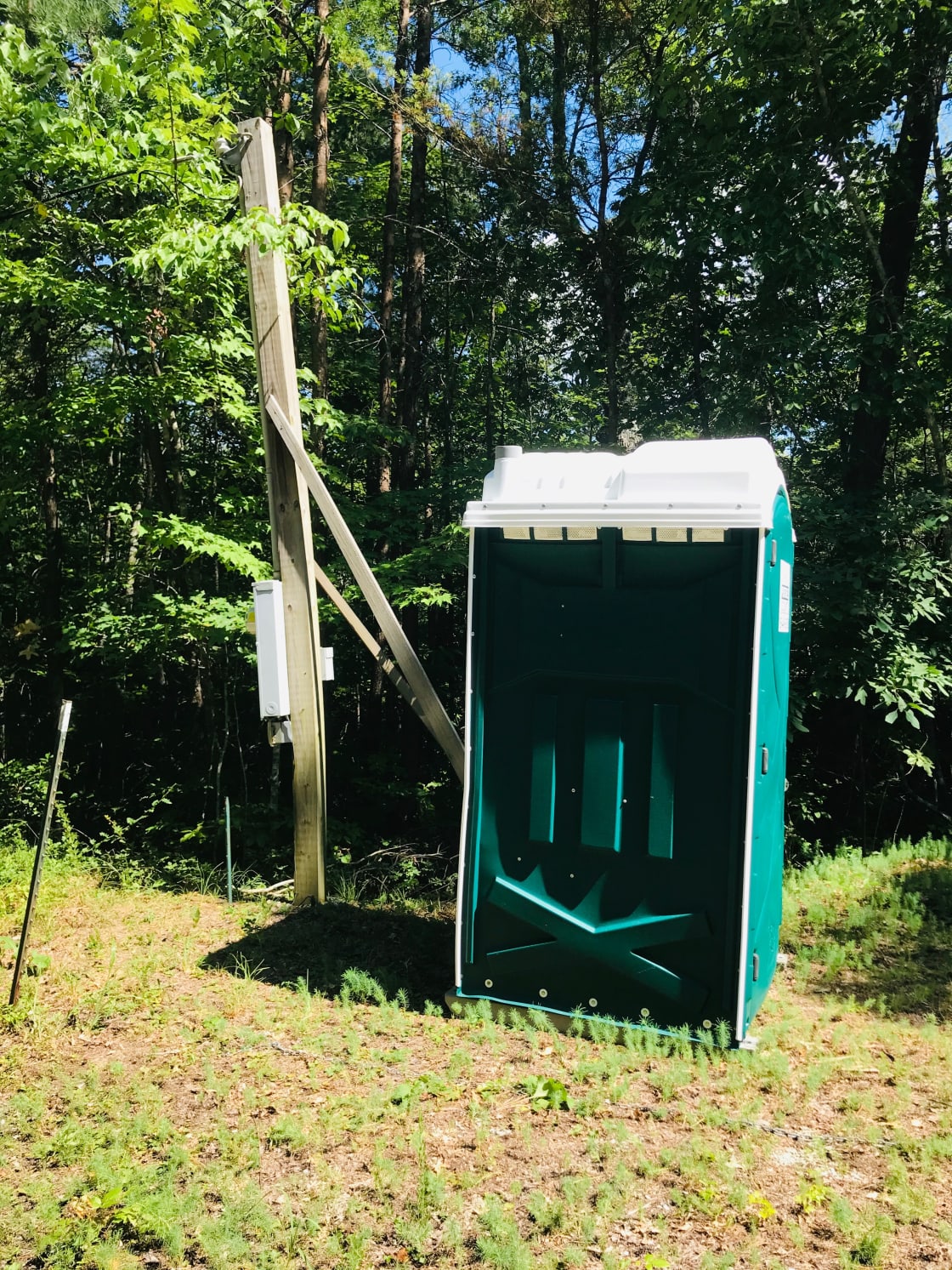 Electricity and portable toilet provided