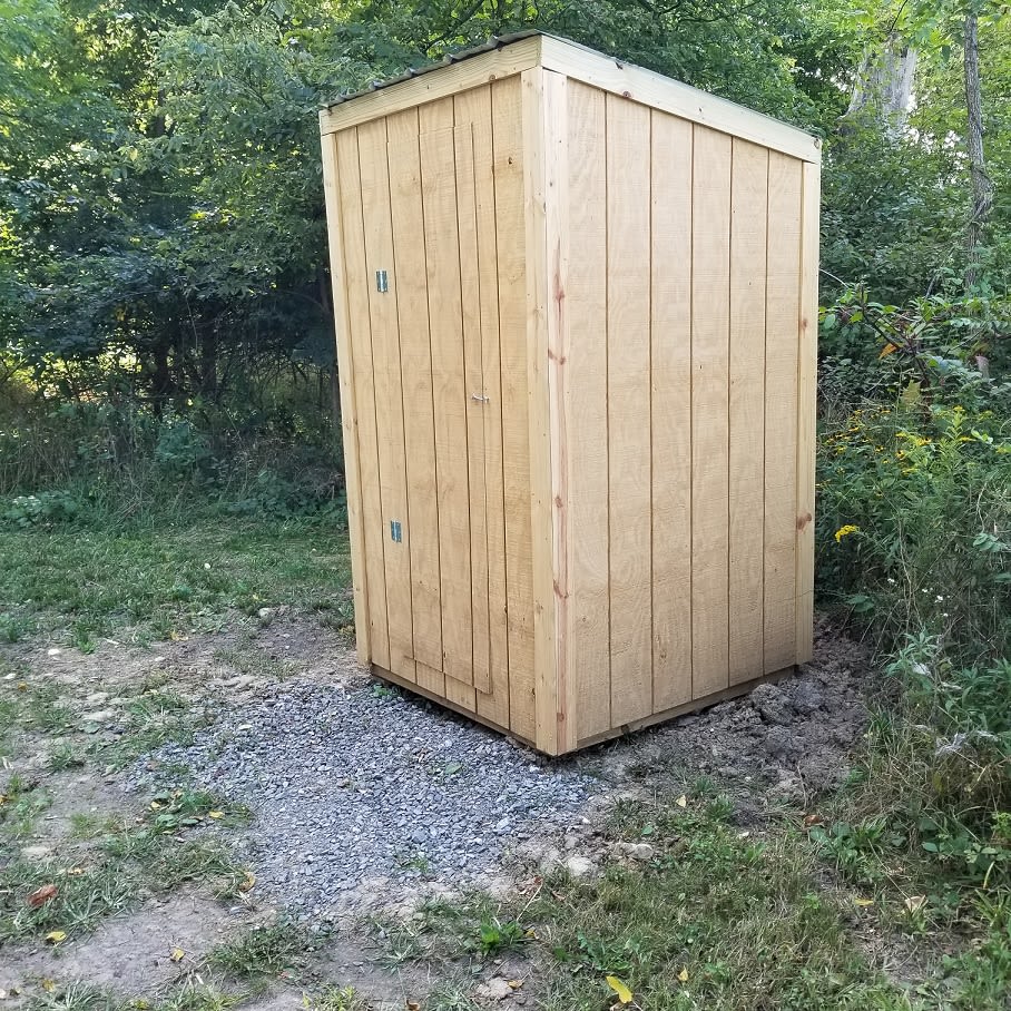 Outhouse at our wooded site.