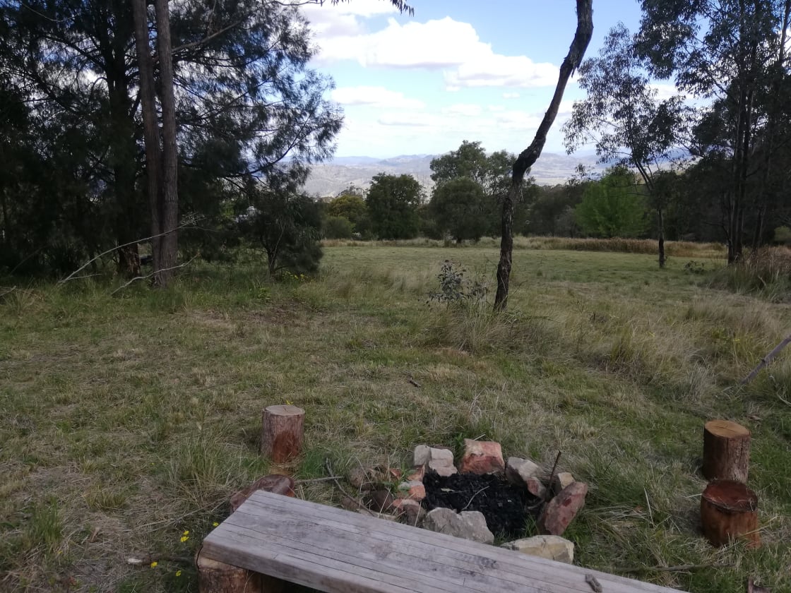 Fire pit and view over valley