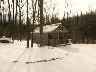 A cabin for all seasons -- winter.