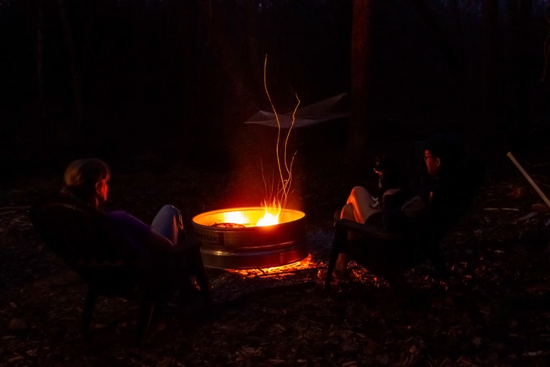 Evenings by the fire alongside the creek