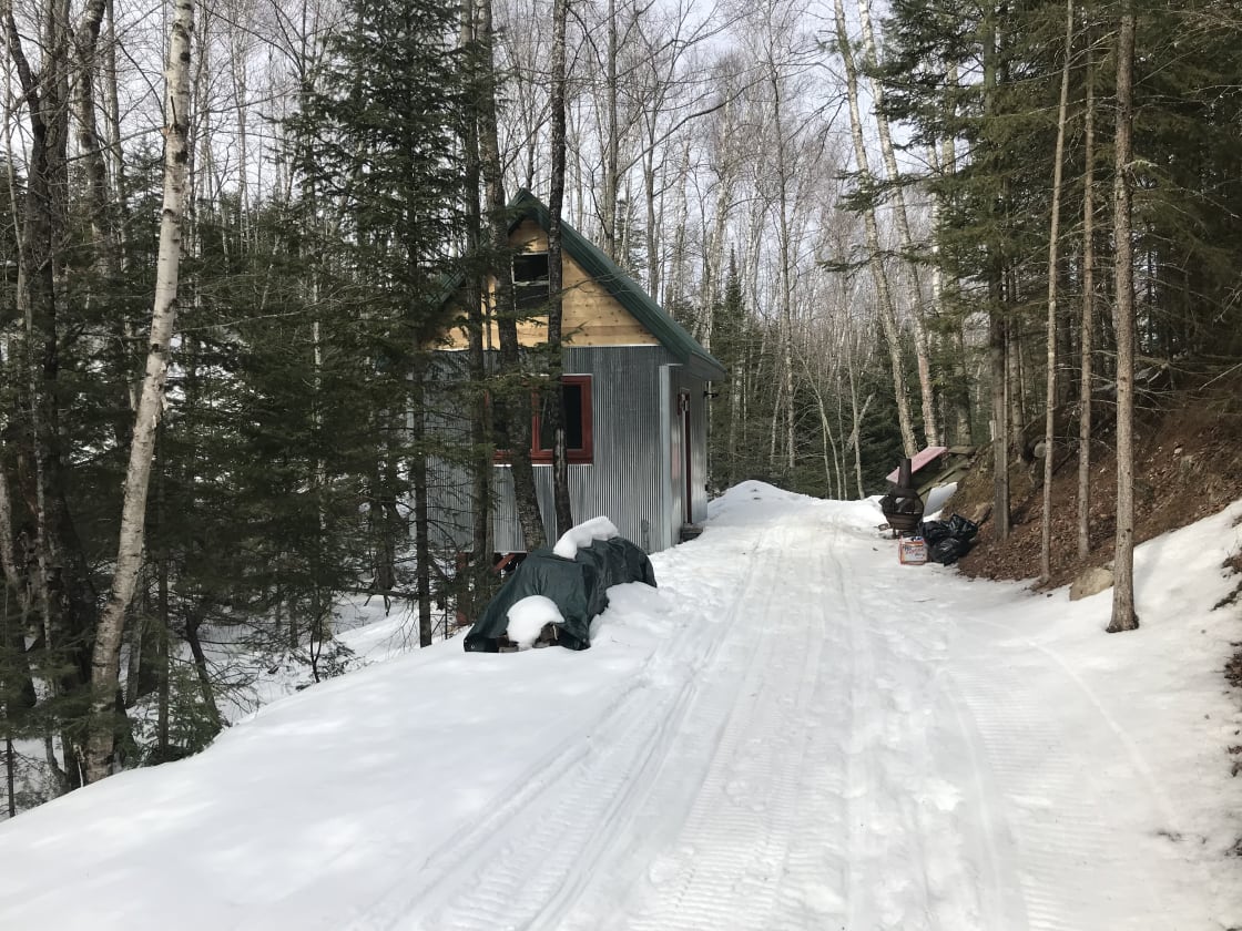 Snow mobile access.  Please stay on trail until the Lake.