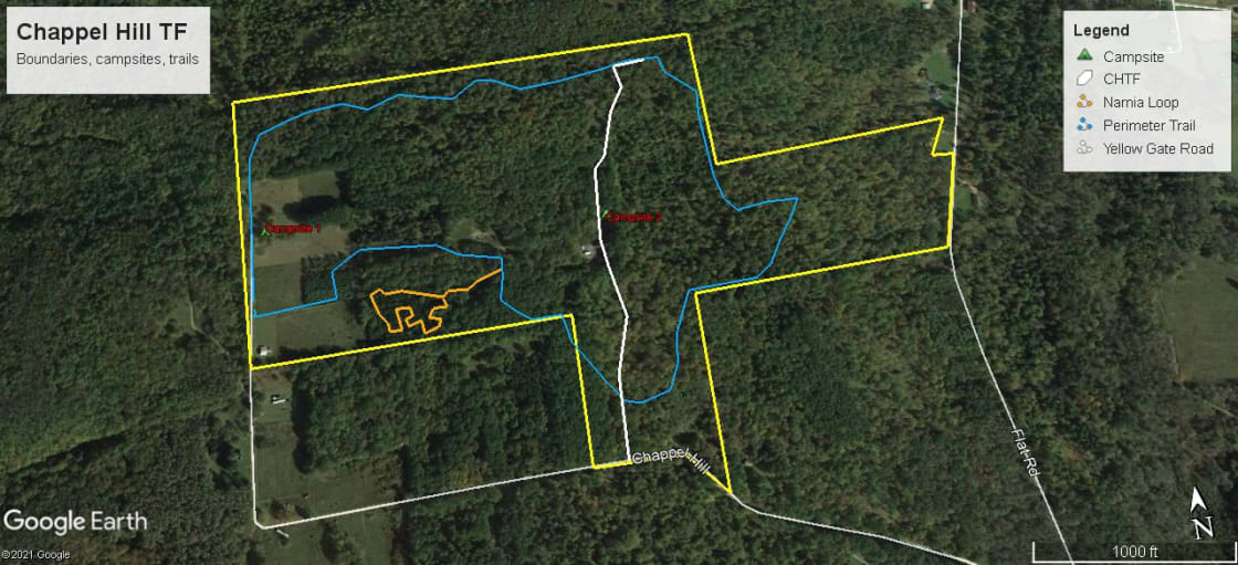 Map of property, campsites and trails