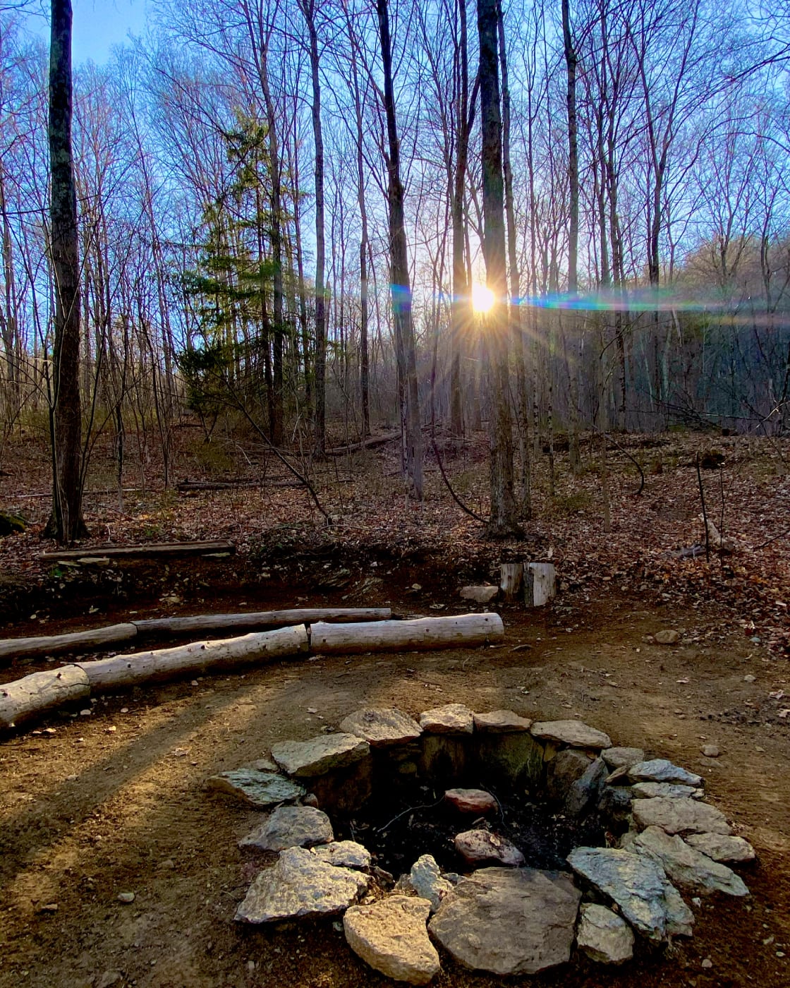 This beautiful fire pit was crafted by a friend of the farm who comes to create on the land and leaves us with gifts like this. Its located at the top of the hill so this fire pit pairs perfectly with the night stars! 