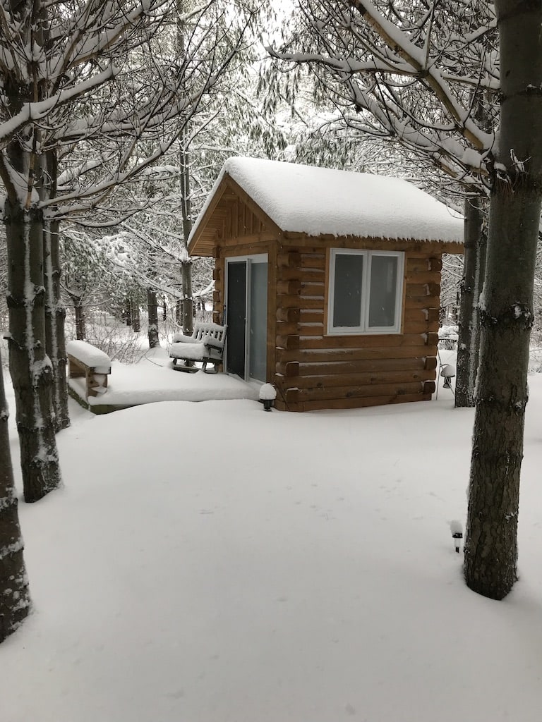 Bunkie in the winter.  Warm and toasty inside!!!