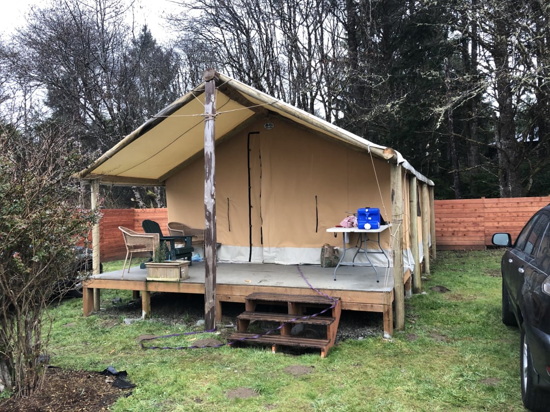 Front of glamping tent