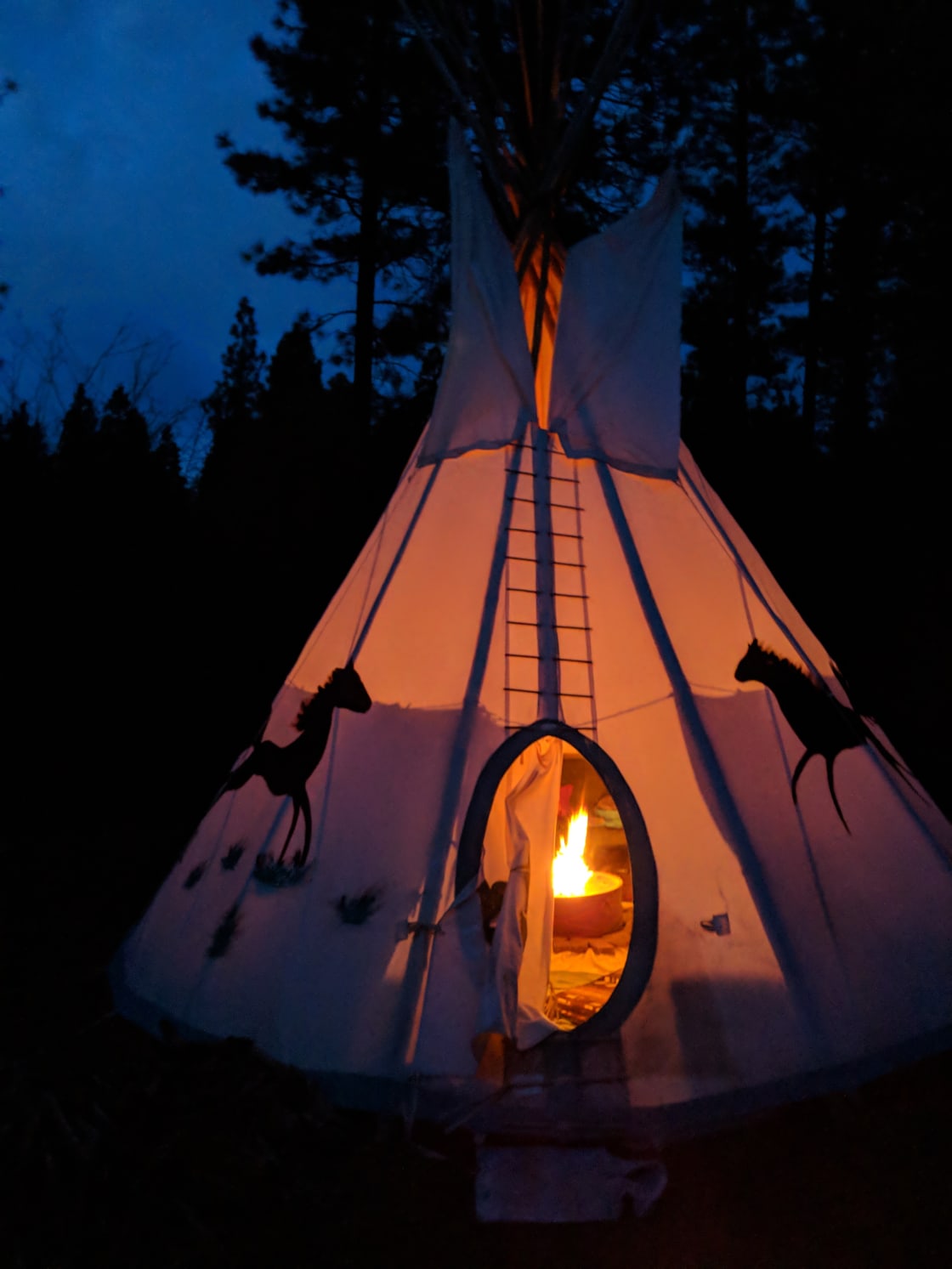 Night time picture of tipi