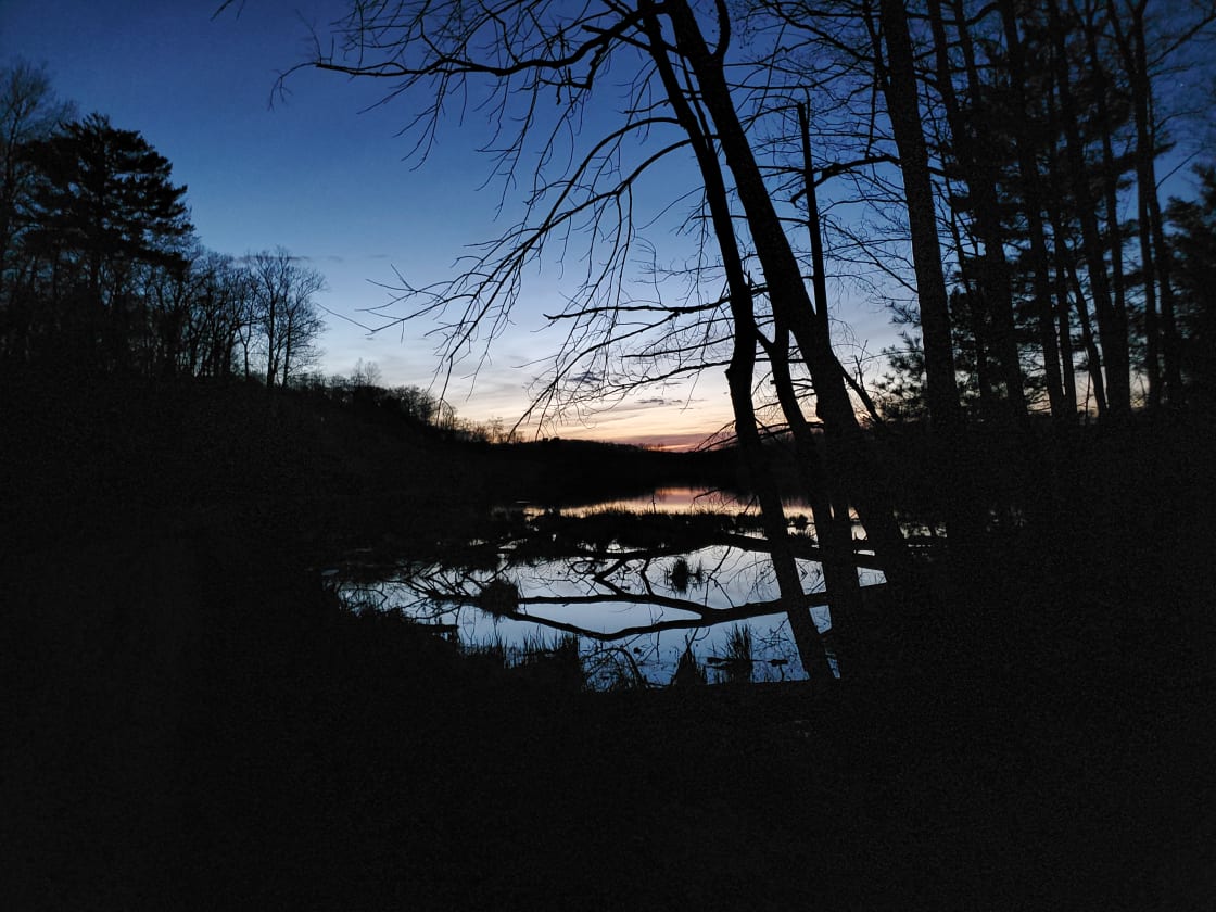 Sunset stroll down the road to Little Tamarack Lake
