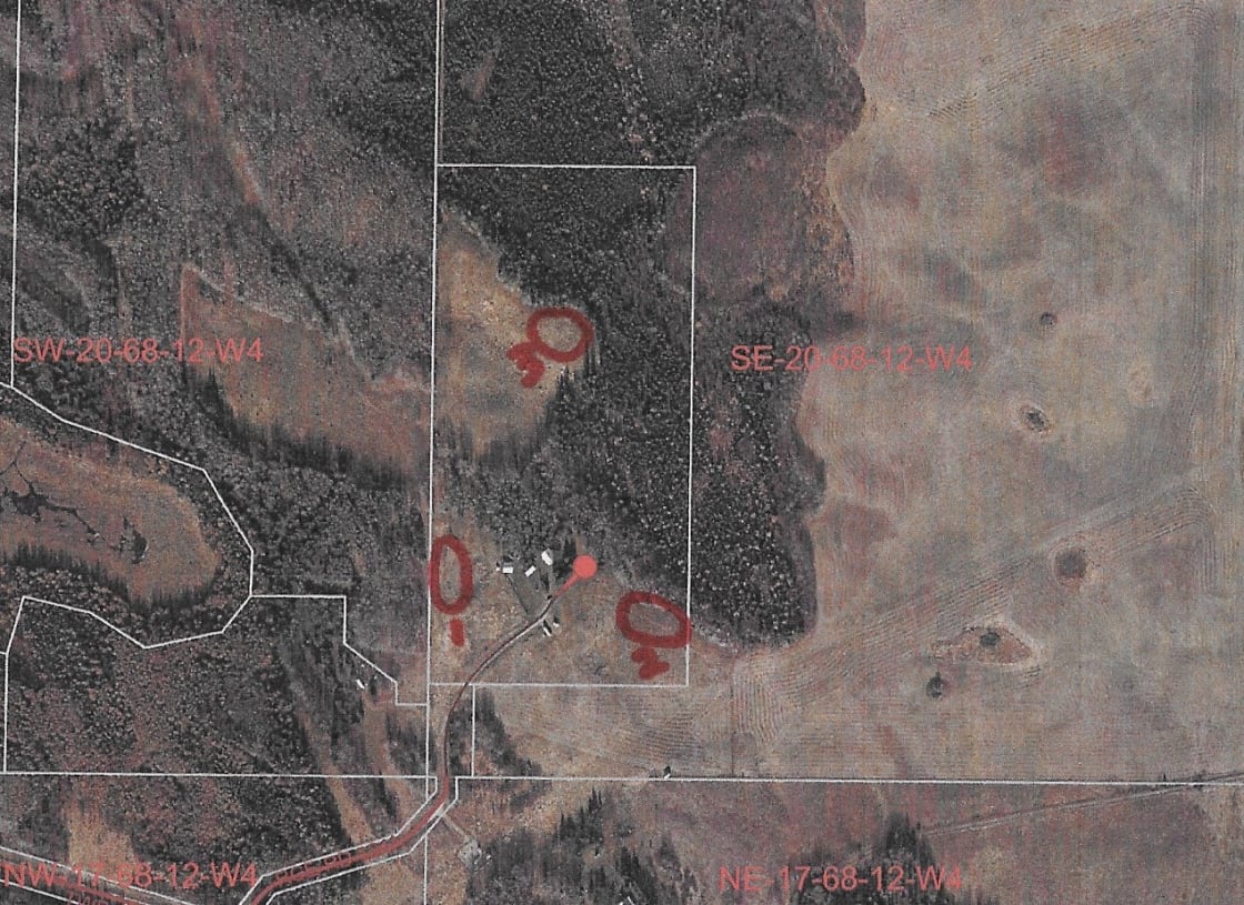 This is a satellite view. Area 1 is perfect for trailers, Area 2 for tents and we are considering Area 3 for tents as well but there is a steep hill and may be a little hard to access.