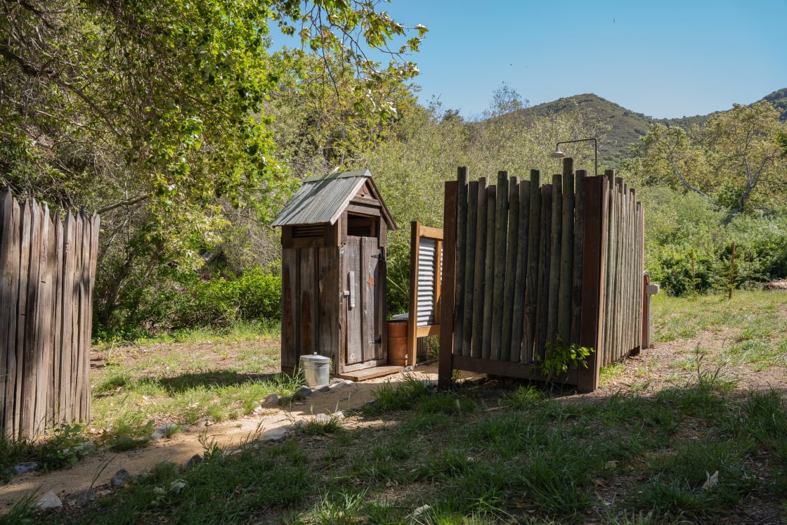 compost toilet and outdoor shower