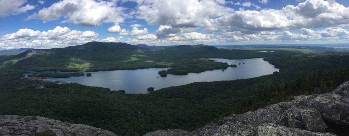 View from Borestone Mountain, looking down onto Onawa Lake. The mountain is a short distance from here, well worth a 3 hour hike (up and back). 10 minute drive to base.