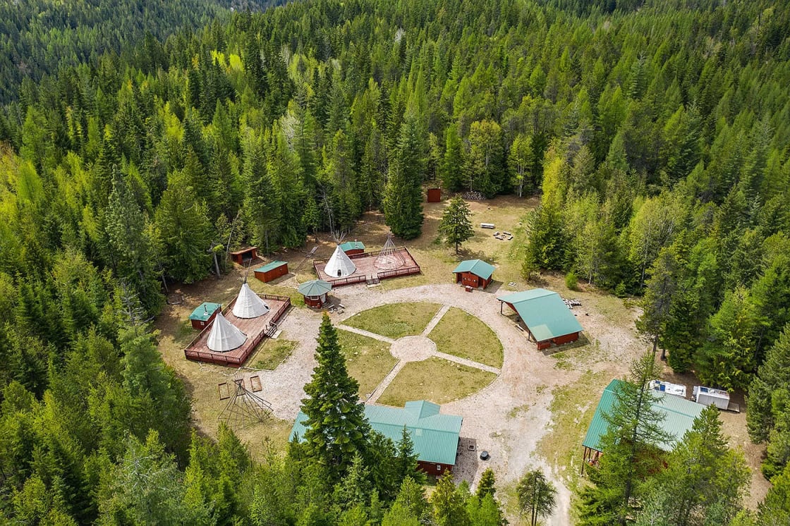 An aerial view of the campsite.