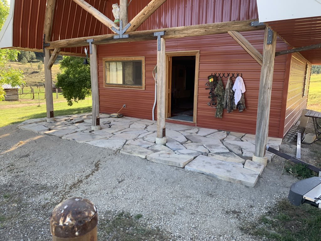 Front entrance to the remote, rustic cabin.