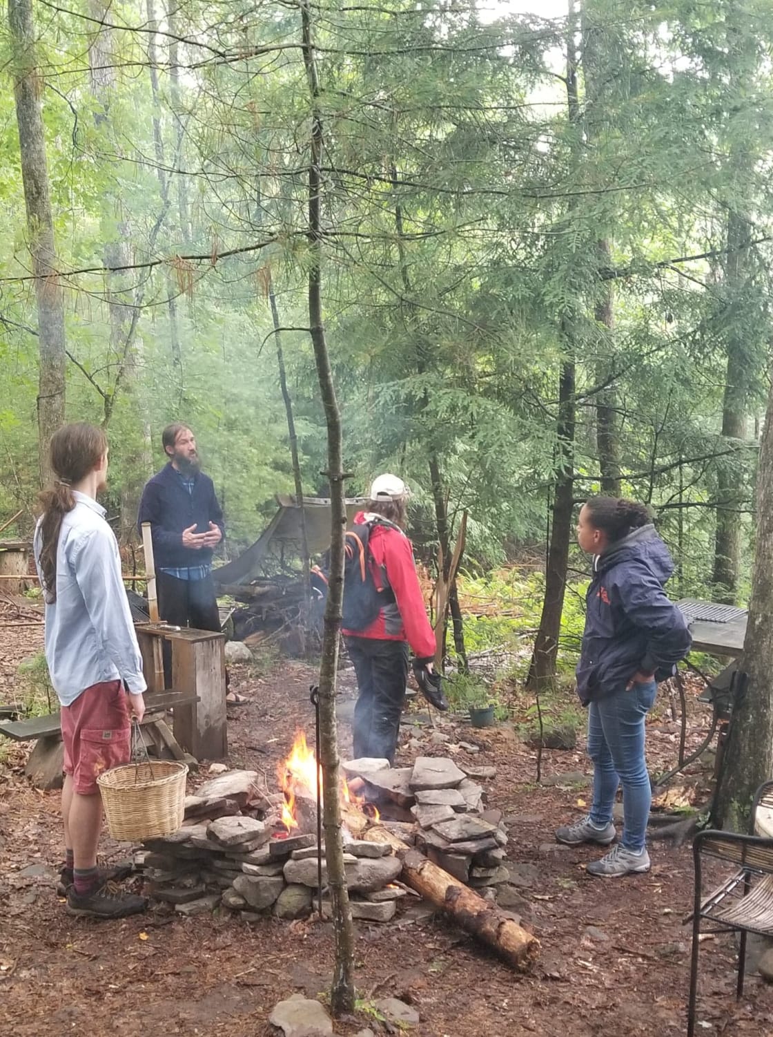 Here is your host, Nathaniel Whitmore, with some students of his herbal apprenticeship.  Campsites are not available during herbal apprenticeship weekends.  Occasionally, Nathaniel offers mushroom and/or plant walks on weekends.  See nathanielwhitmore.com