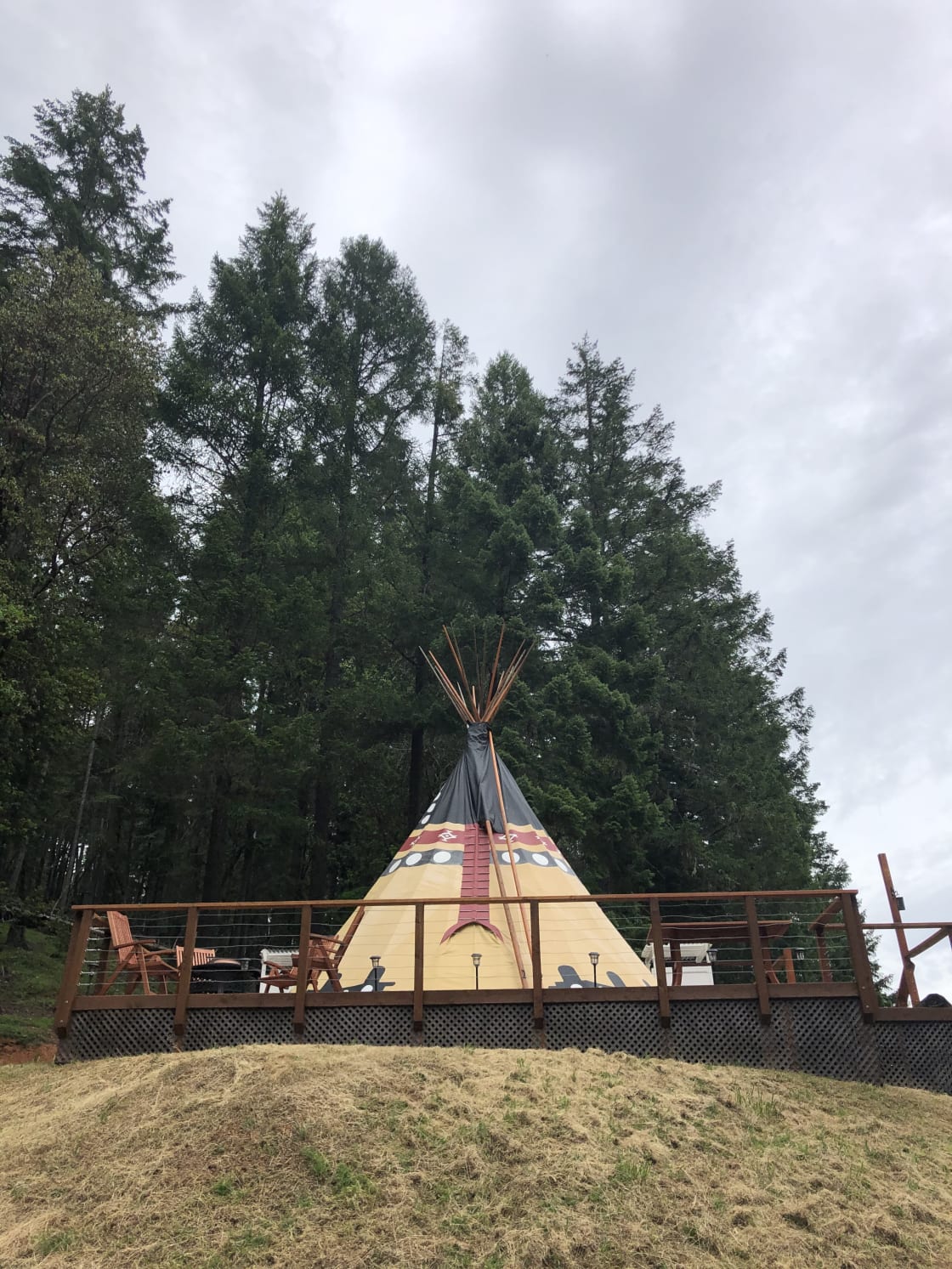 Ceremonial tipi with pond view