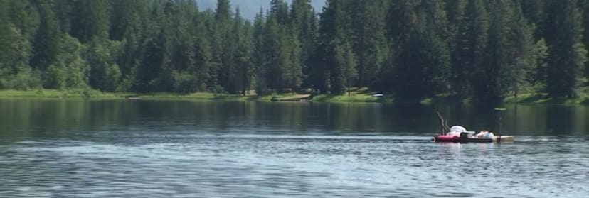 floating diving board platform in middle of Mirror Lake!