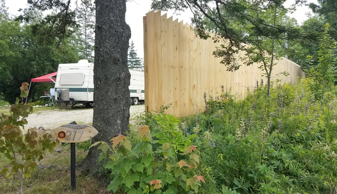 July 12, 2021-- The new privacy fence is now up. 9 feet tall and 80 feet long. 