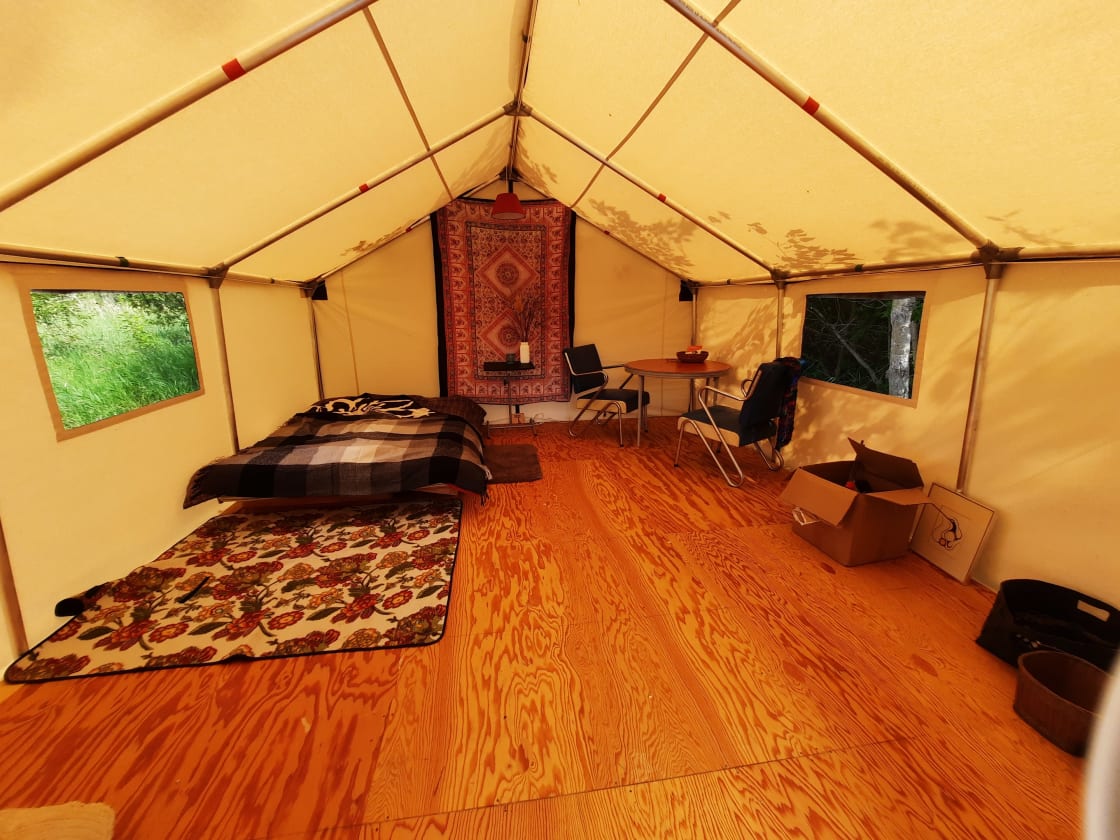 Interior of Deluxe Wall Tent.