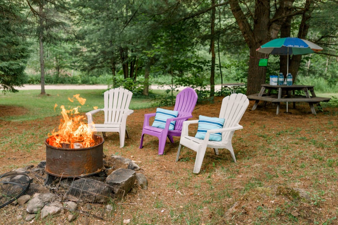 Kick back and relax with a campfire made easy with comfortable chairs and a wonderful deep fire pit.