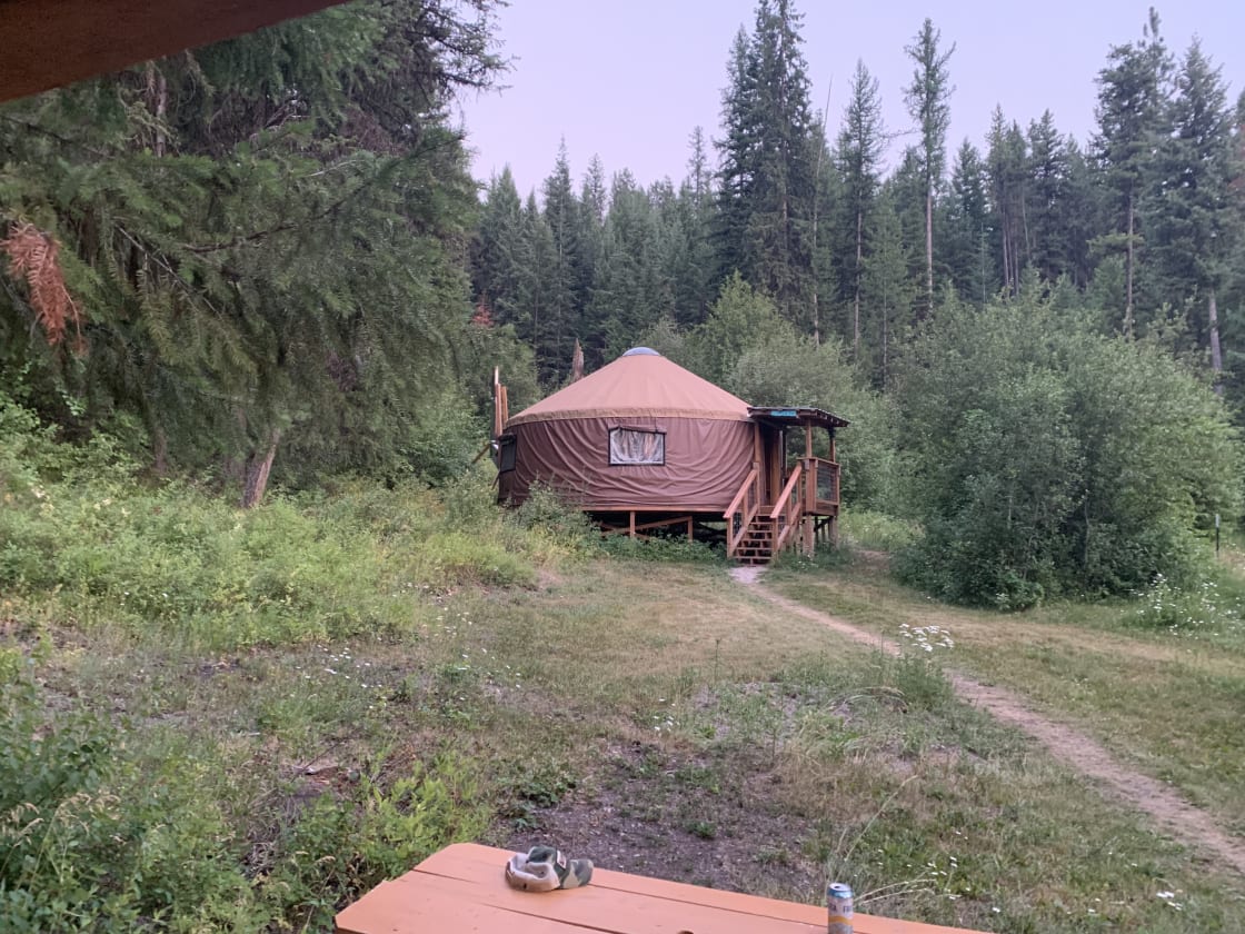 Yurt from cooking cabin