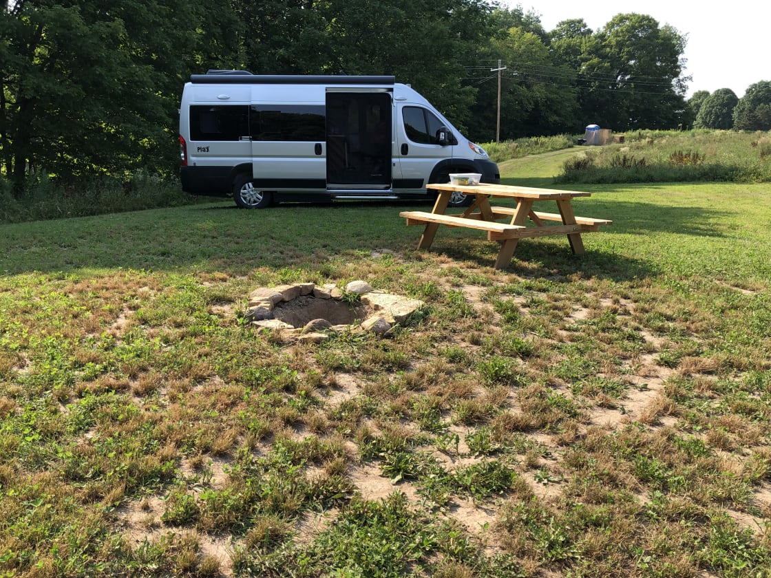 Great site in the shade for our camper.