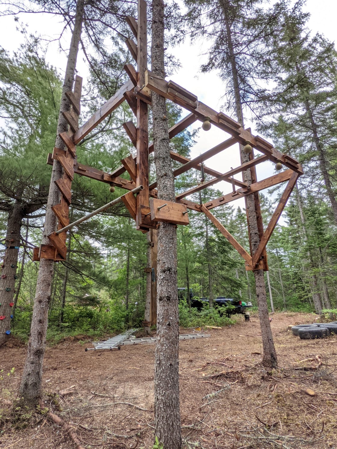 Ninja obstacle course with a salmon ladder