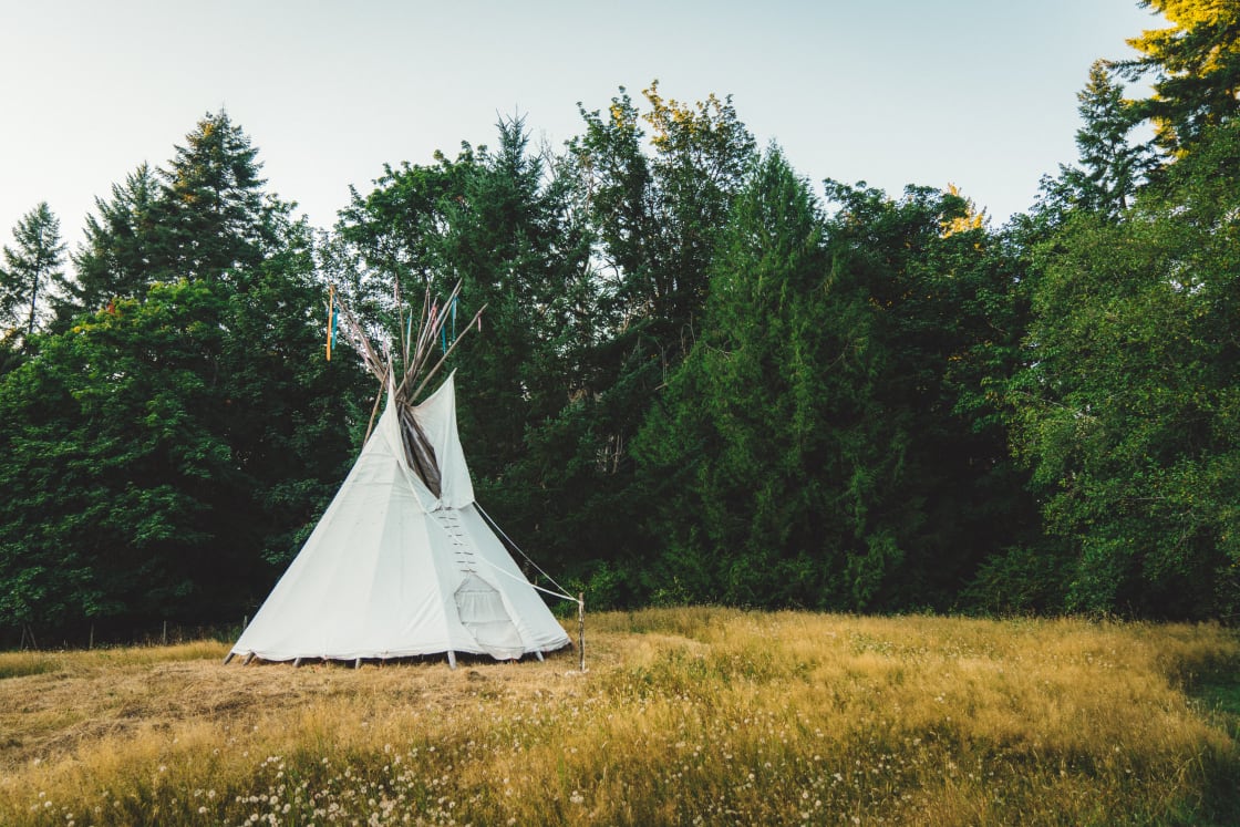 The teepee from up close, also available for rent.