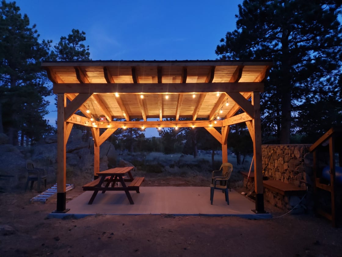 ...night time view of the picnic structure