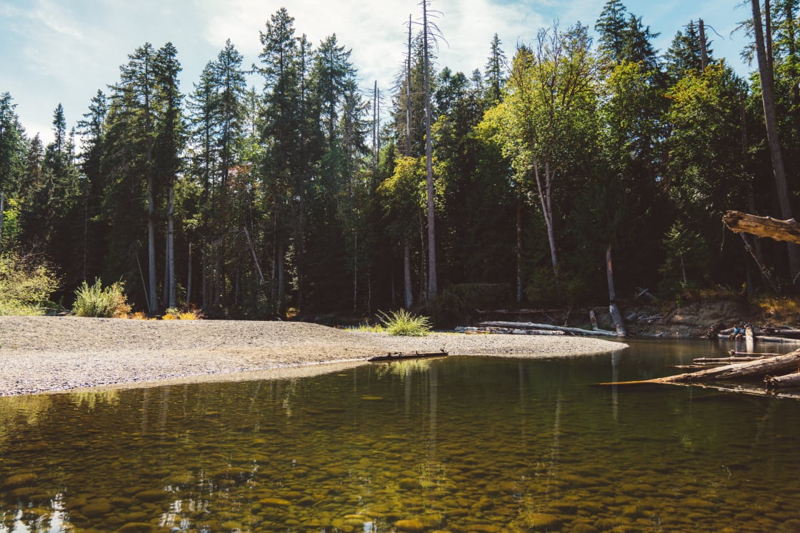 The best amenity there is: the amazing Little Qualicum River, this section just a couple minutes walk from the site.