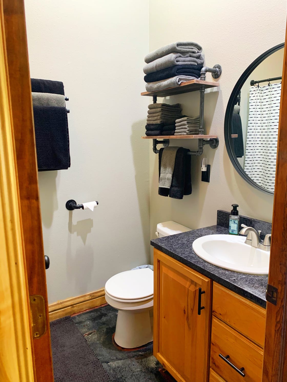 Enjoy getting  freshened up in our bathroom. We have supplied all the towels, body wash,  and shampoo and conditioner, not to mention the Q-Tips and blow dryer. 