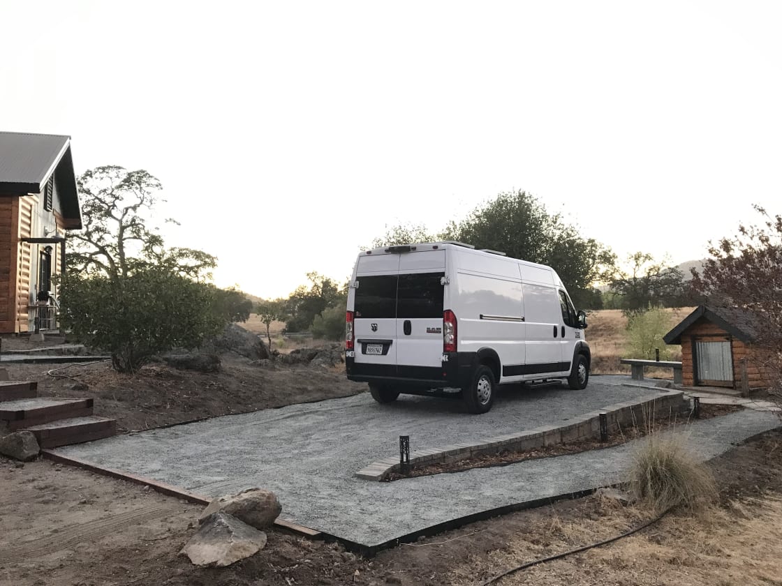 Camp pad can accommodate a sprinter van.