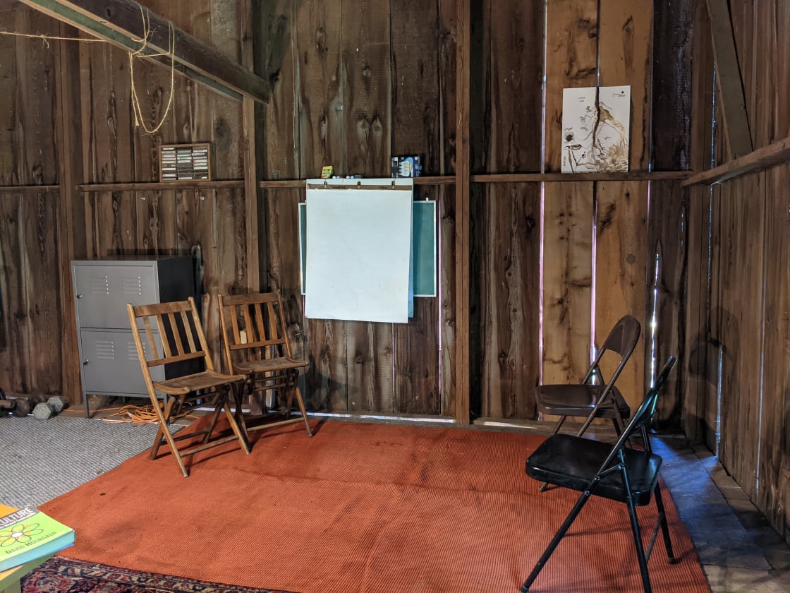 shared lounge in barn
