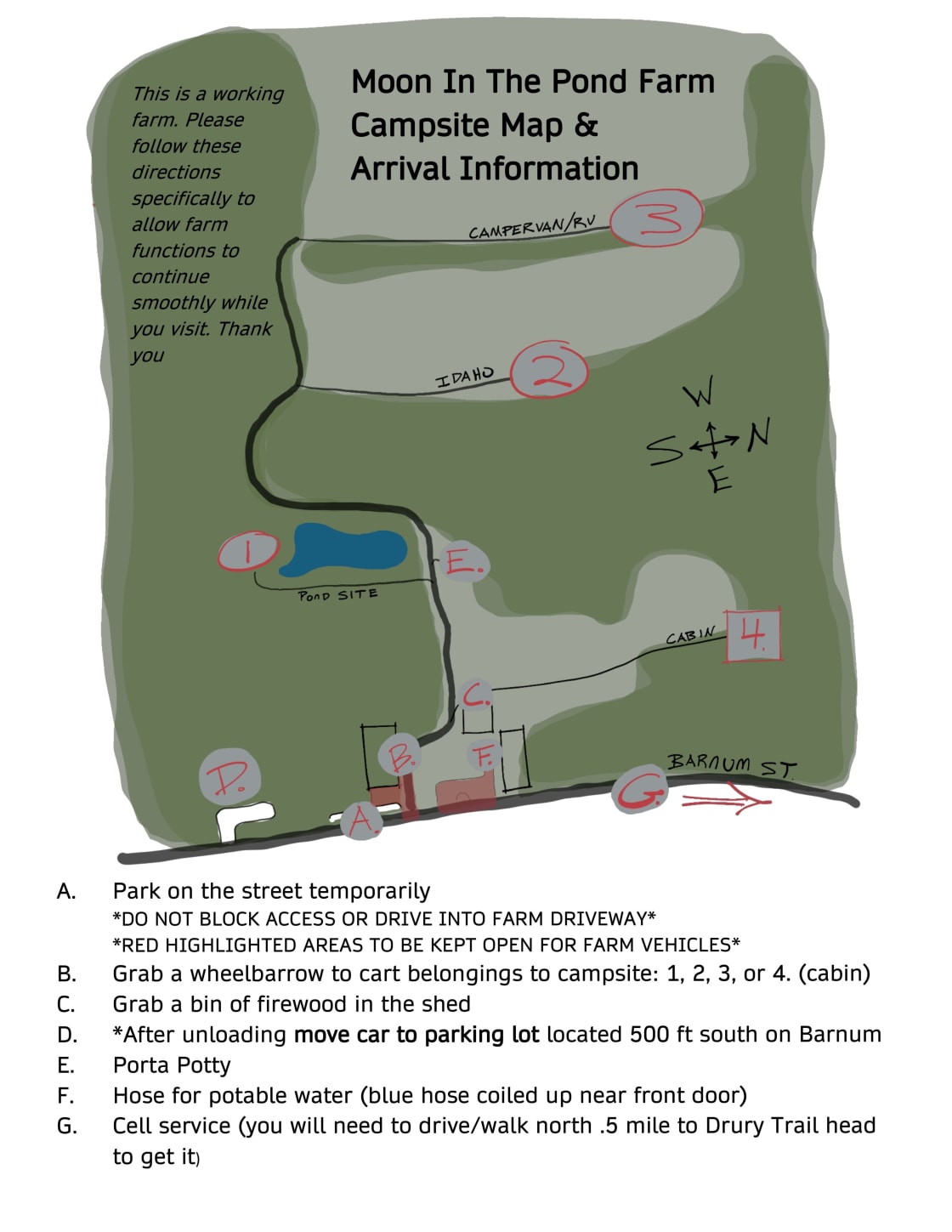 Refer to map for site location and arrival info