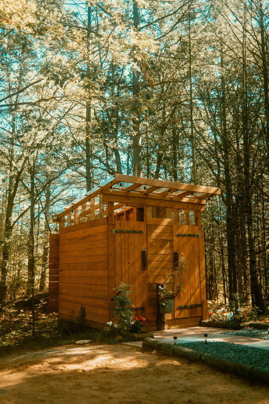 This beautiful outhouse with a hot shower!