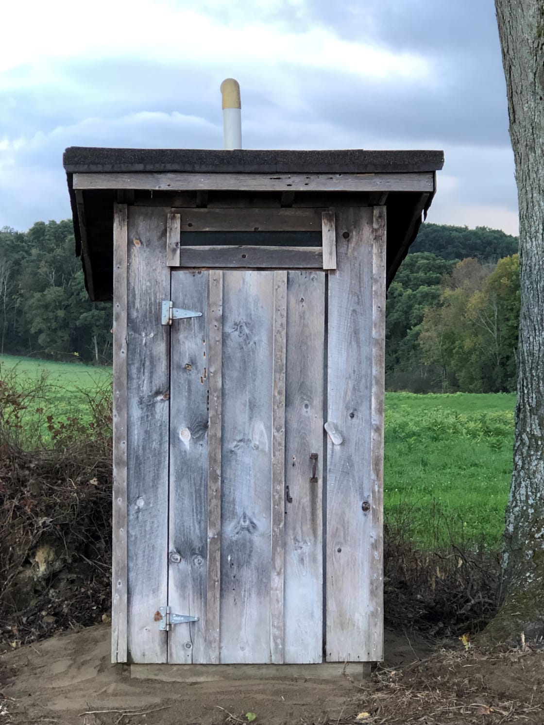 An outhouse is provided for guests.