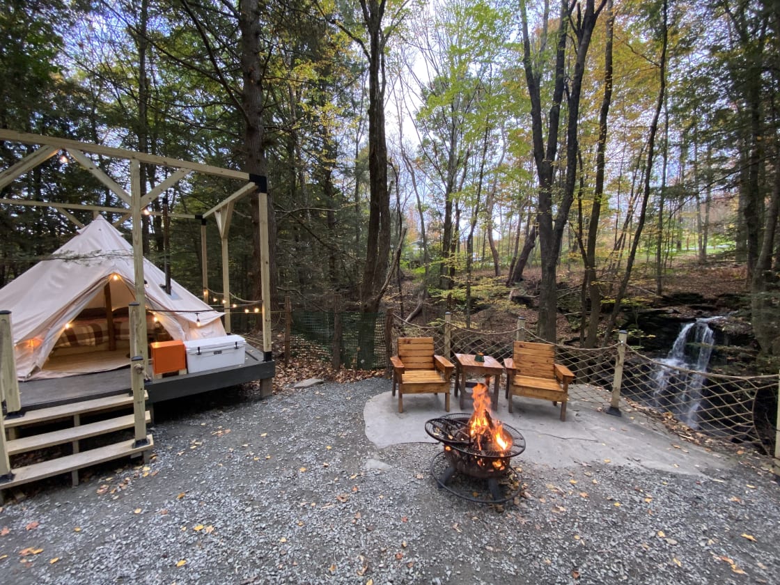 Glamping Tent Overlooking Waterfall