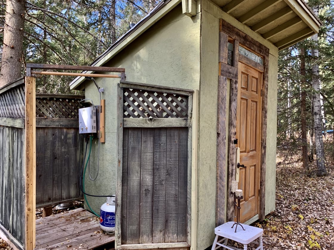 Composting toilet and shower within walking distance.